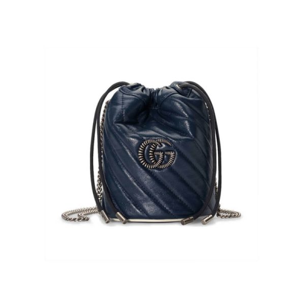 Gucci GG Marmont Mini Replica Bucket Bag in Blue