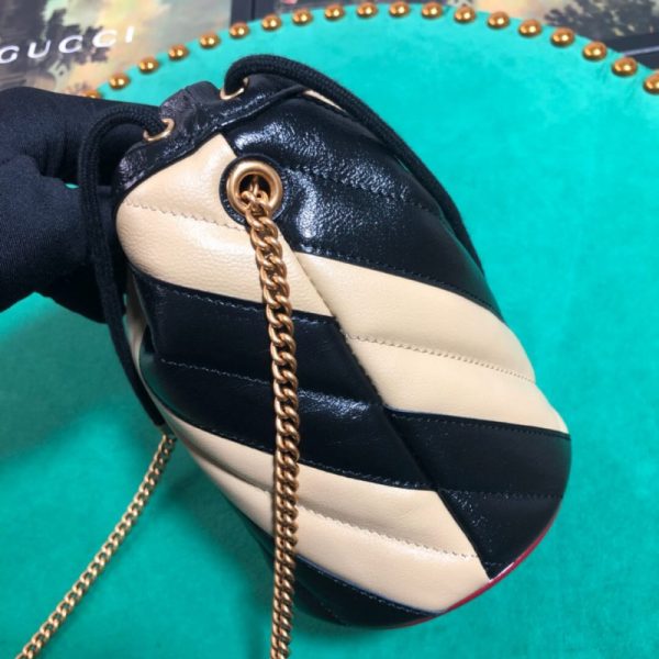 Replica Gucci GG Marmont Mini Bucket Bag - Beige/Black - Image 6