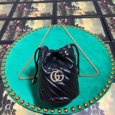 Gucci GG Marmont Mini Bucket Bag Replica - Black