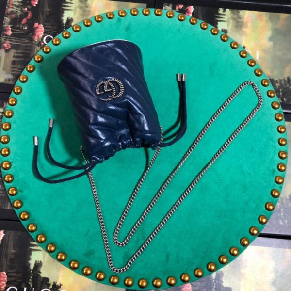 Gucci GG Marmont Mini Bucket Bag Blue Replica - Image 3