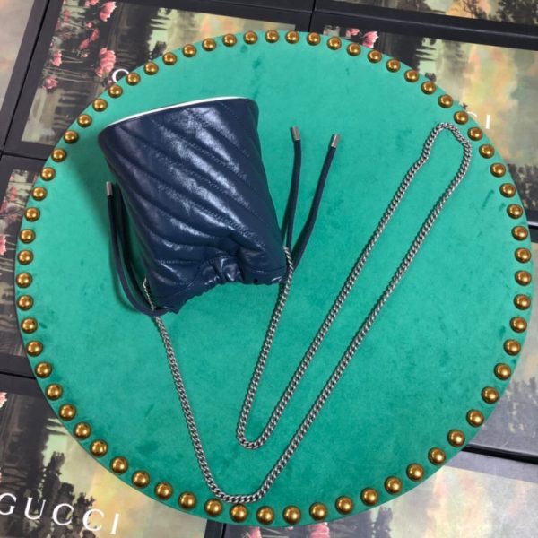 Gucci GG Marmont Mini Bucket Bag Blue Replica - Image 4