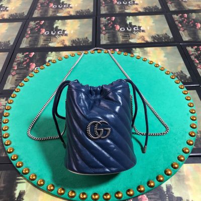 Gucci GG Marmont Mini Bucket Bag Blue Replica