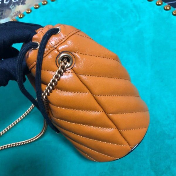 Gucci GG Marmont Mini Bucket Bag - Cognac Replica - Image 6