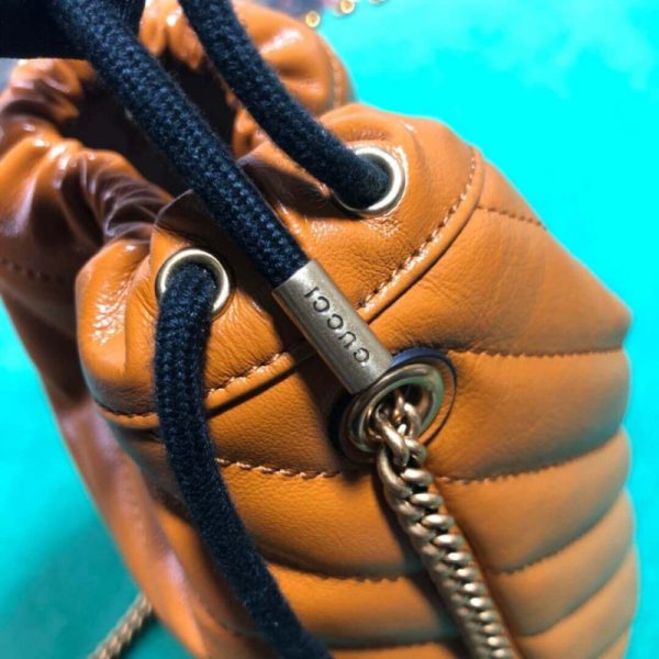 Gucci GG Marmont Mini Bucket Bag - Cognac Replica - Image 7