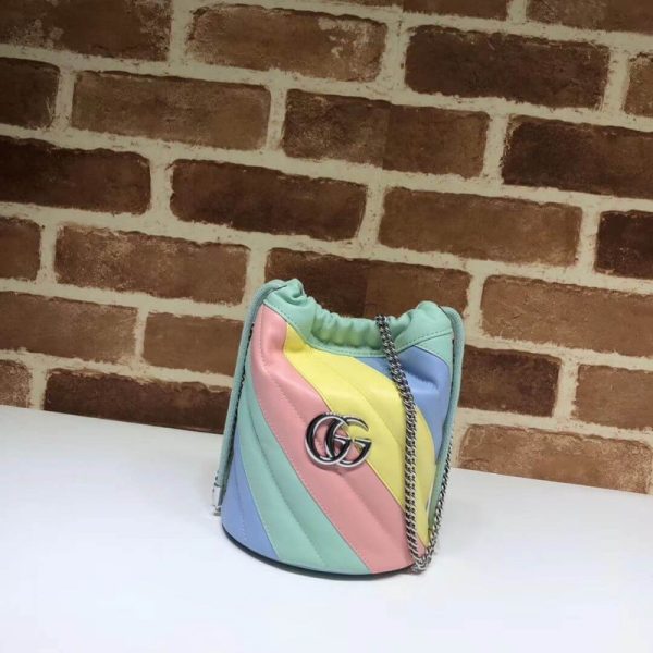 Gucci GG Marmont Mini Bucket Bag: Pastel & Rainbow Replica - Image 2