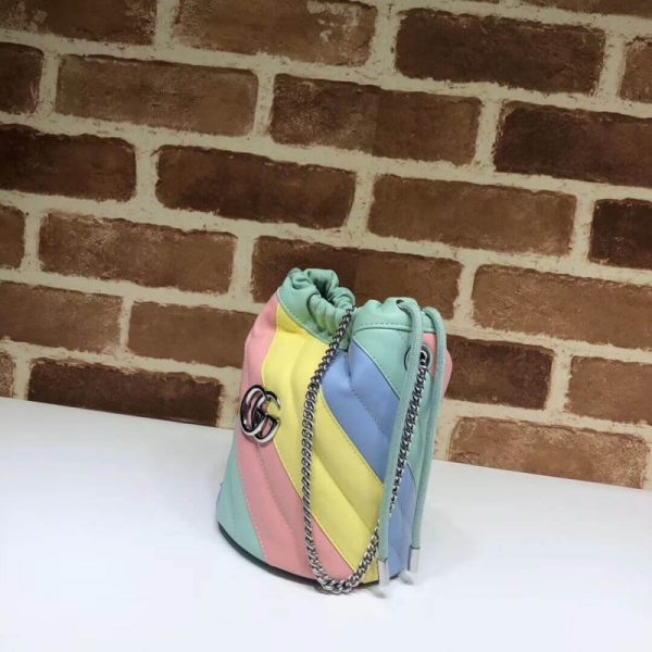 Gucci GG Marmont Mini Bucket Bag: Pastel & Rainbow Replica - Image 3