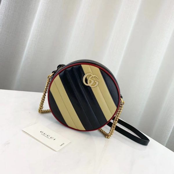 Gucci GG Marmont Mini Round Shoulder Bag - Beige/Black Replica - Image 2