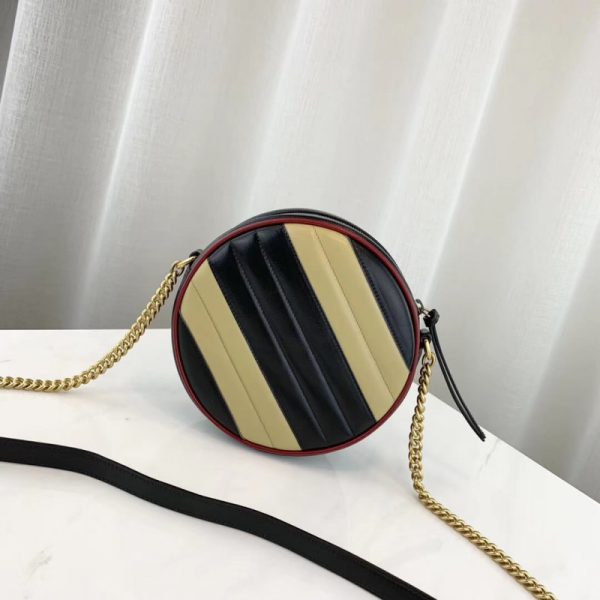Gucci GG Marmont Mini Round Shoulder Bag - Beige/Black Replica - Image 3