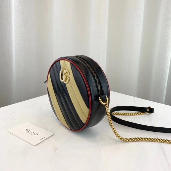 Gucci GG Marmont Mini Round Shoulder Bag - Beige/Black Replica - Image 5