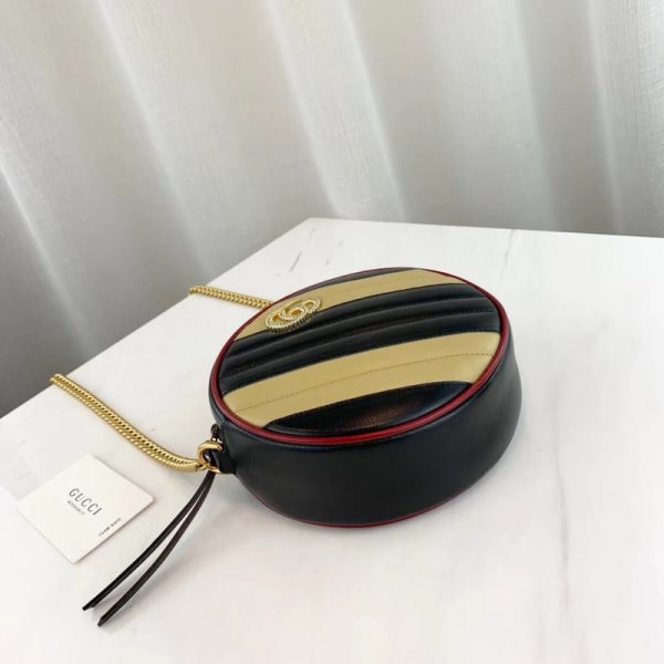 Gucci GG Marmont Mini Round Shoulder Bag - Beige/Black Replica - Image 6
