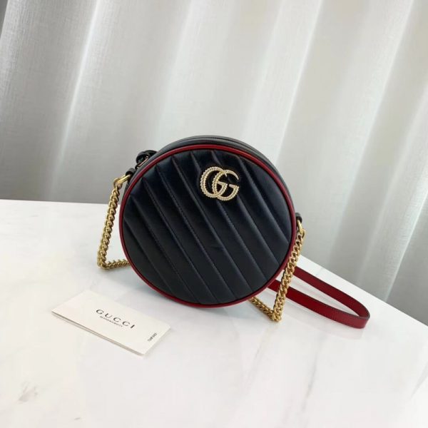 Replica Gucci GG Marmont Mini Round Black Shoulder Bag - Image 2