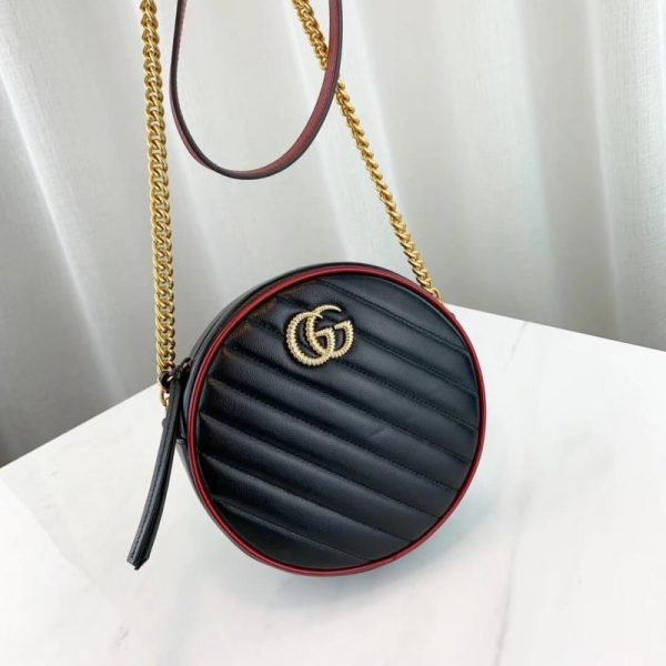 Replica Gucci GG Marmont Mini Round Black Shoulder Bag - Image 4