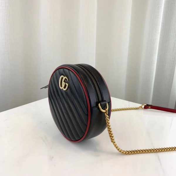 Replica Gucci GG Marmont Mini Round Black Shoulder Bag - Image 5
