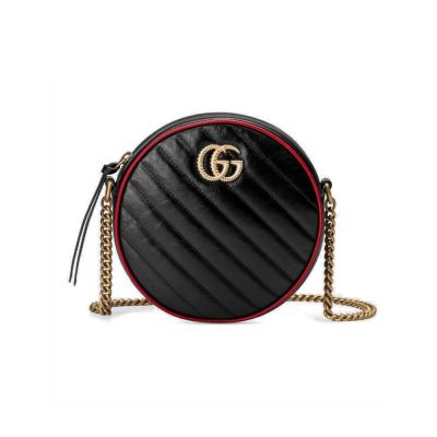 Replica Gucci GG Marmont Mini Round Black Shoulder Bag