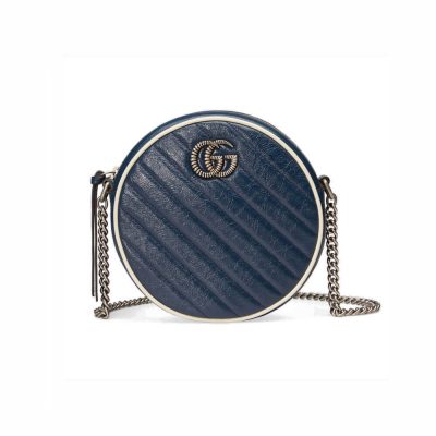 Gucci GG Marmont Mini Round Blue Shoulder Bag Replica