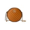 Best Replicas Bags - Replica Gucci GG Marmont Mini Round Shoulder Bag in Cognac Shop For Best Louis Vuitton LV Replica Bags With Cheap Price