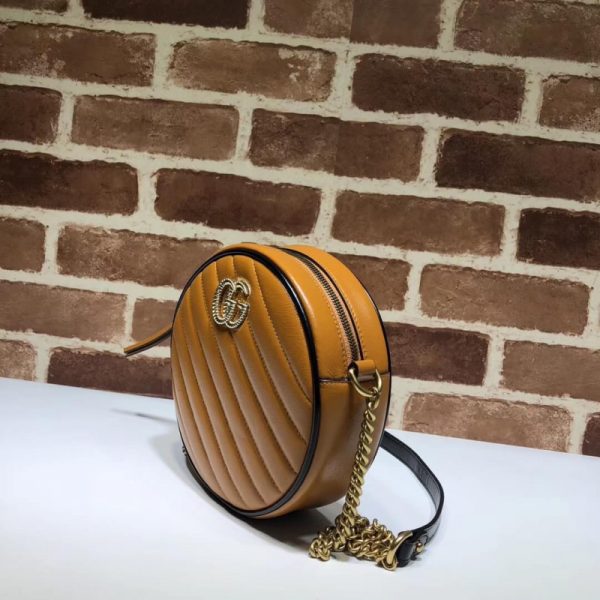 Replica Gucci GG Marmont Mini Round Shoulder Bag in Cognac - Image 3