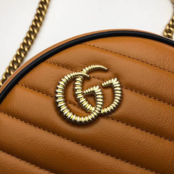 Replica Gucci GG Marmont Mini Round Shoulder Bag in Cognac - Image 5