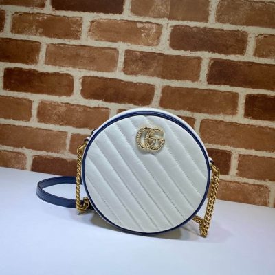 Replica Gucci GG Marmont Round Mini Bag - White