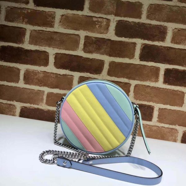 Gucci GG Marmont Mini Round Shoulder Bag - Pastel Rainbow - Image 3