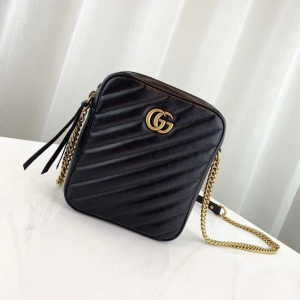 Replica Gucci GG Marmont Mini Shoulder Bag in Black - Image 2