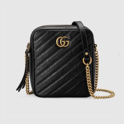 Replica Gucci GG Marmont Mini Shoulder Bag in Black