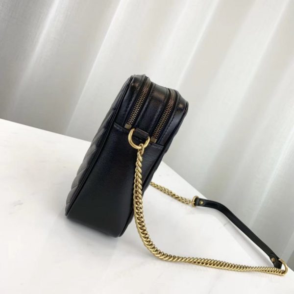 Replica Gucci GG Marmont Mini Shoulder Bag in Black - Image 8