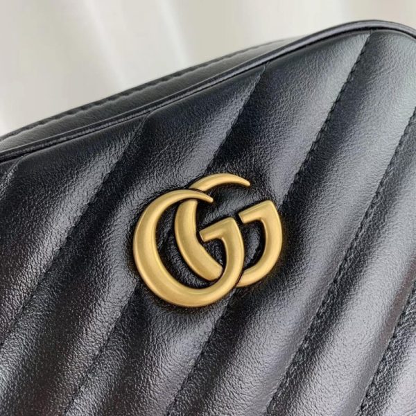 Replica Gucci GG Marmont Mini Shoulder Bag in Black - Image 9