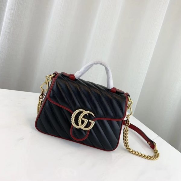 Gucci GG Marmont Mini Top Handle Bag - Black Replica - Image 2