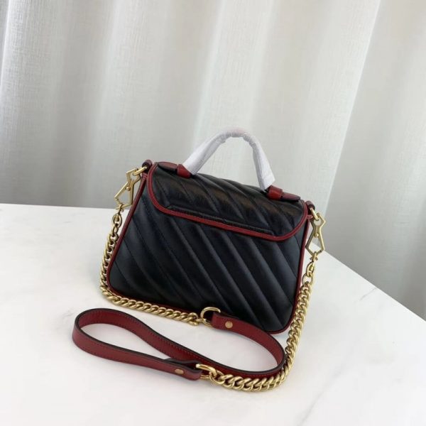 Gucci GG Marmont Mini Top Handle Bag - Black Replica - Image 3