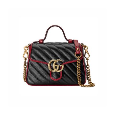 Gucci GG Marmont Mini Top Handle Bag - Black Replica