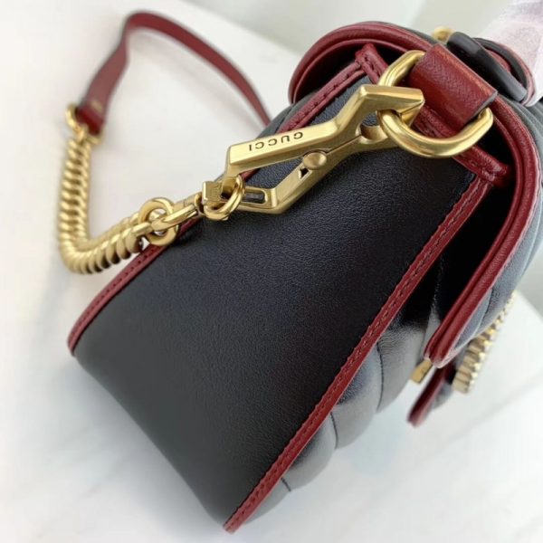 Gucci GG Marmont Mini Top Handle Bag - Black Replica - Image 6
