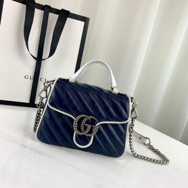 Replica Gucci GG Marmont Mini Top Handle Bag in Blue - Image 2