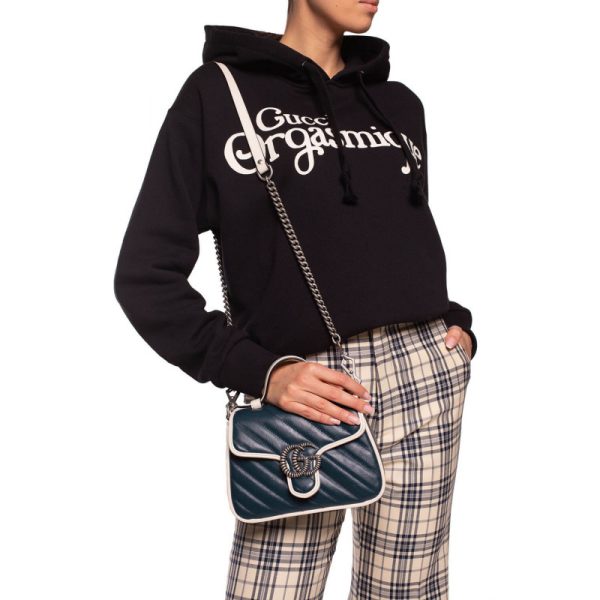 Replica Gucci GG Marmont Mini Top Handle Bag in Blue - Image 3