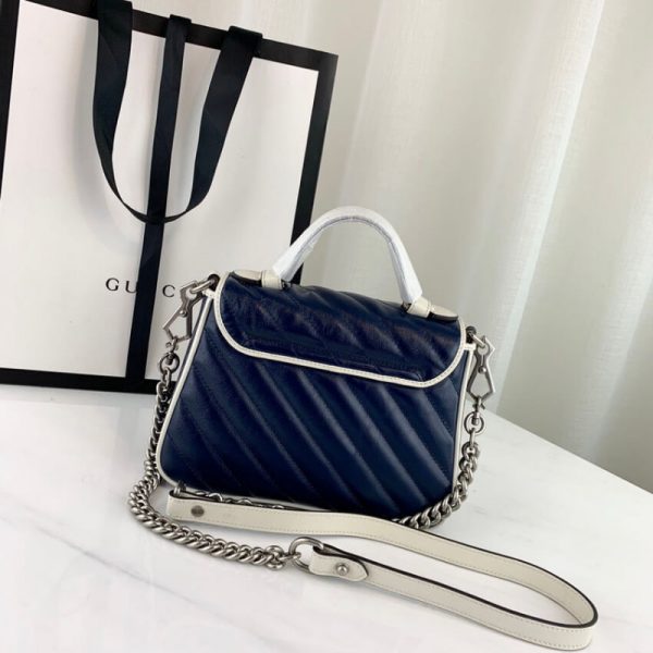 Replica Gucci GG Marmont Mini Top Handle Bag in Blue - Image 4