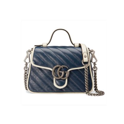Replica Gucci GG Marmont Mini Top Handle Bag in Blue