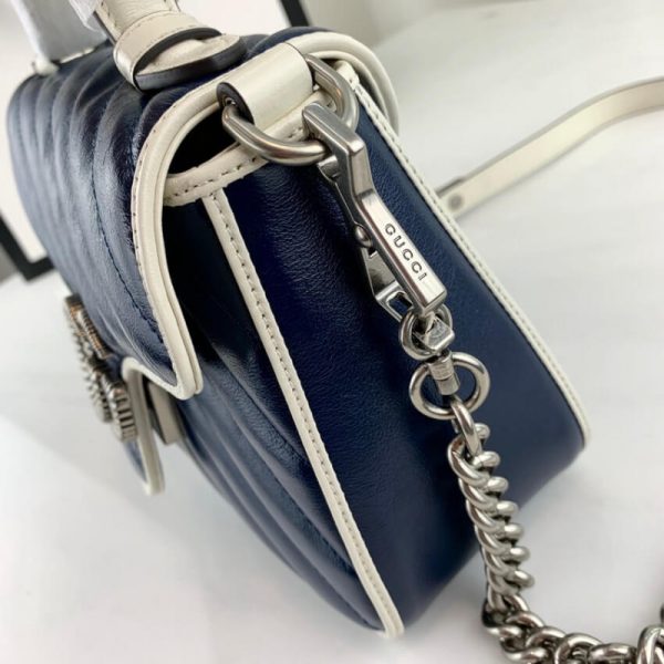 Replica Gucci GG Marmont Mini Top Handle Bag in Blue - Image 6