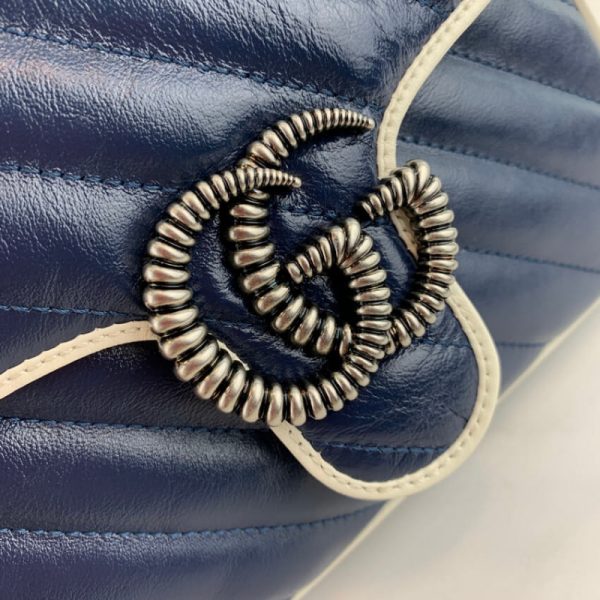 Replica Gucci GG Marmont Mini Top Handle Bag in Blue - Image 9