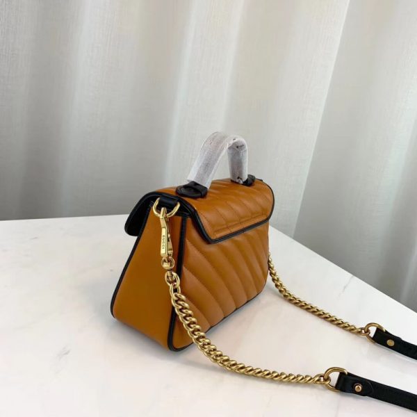 Gucci GG Marmont Mini Top Handle Bag - Cognac 583571 - Image 5
