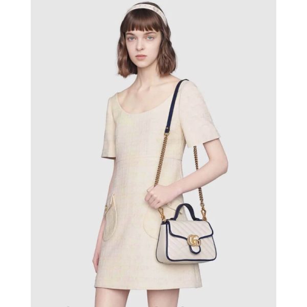 Gucci GG Marmont Mini Top Handle Bag - White Replica - Image 2