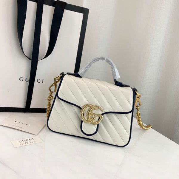 Gucci GG Marmont Mini Top Handle Bag - White Replica - Image 3