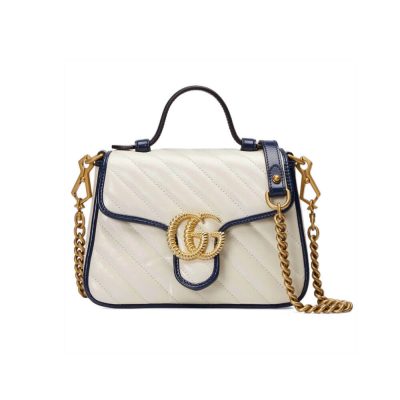 Gucci GG Marmont Mini Top Handle Bag - White Replica
