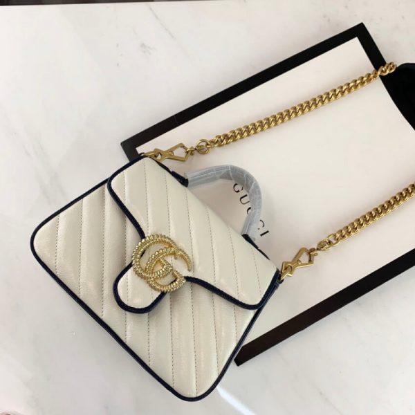 Gucci GG Marmont Mini Top Handle Bag - White Replica - Image 8