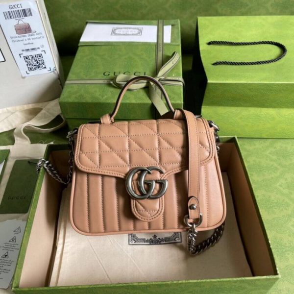 Replica Gucci GG Marmont Rose Beige Mini Leather Bag - Image 3