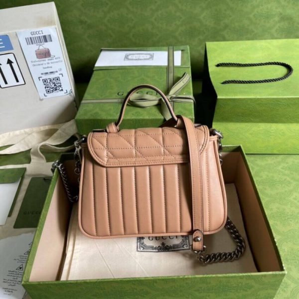 Replica Gucci GG Marmont Rose Beige Mini Leather Bag - Image 4