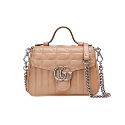 Replica Gucci GG Marmont Rose Beige Mini Leather Bag