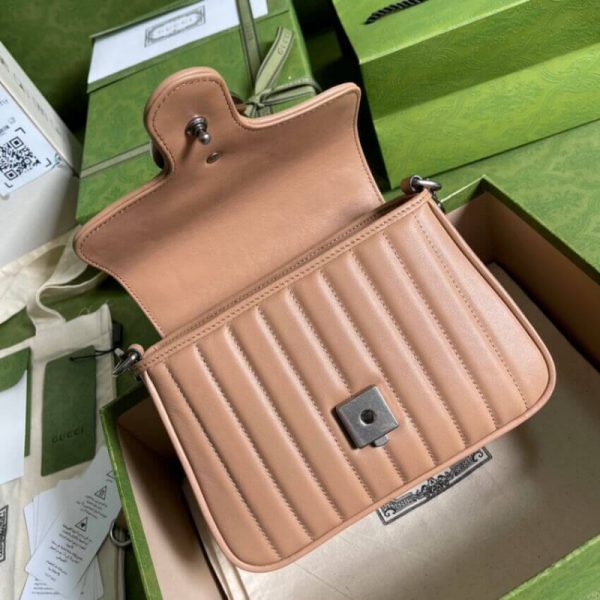 Replica Gucci GG Marmont Rose Beige Mini Leather Bag - Image 8
