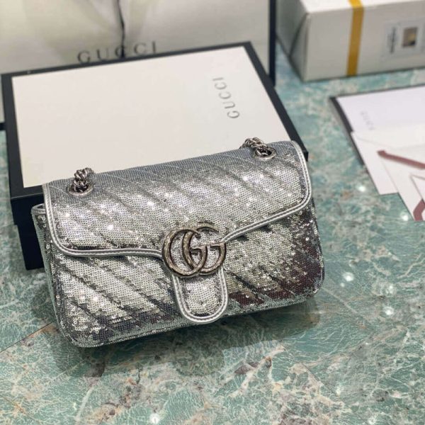 Authentic-Style Gucci GG Marmont Sequin Shoulder Bag - Image 5