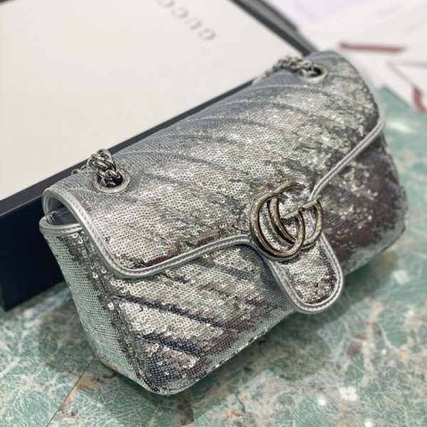 Authentic-Style Gucci GG Marmont Sequin Shoulder Bag - Image 6