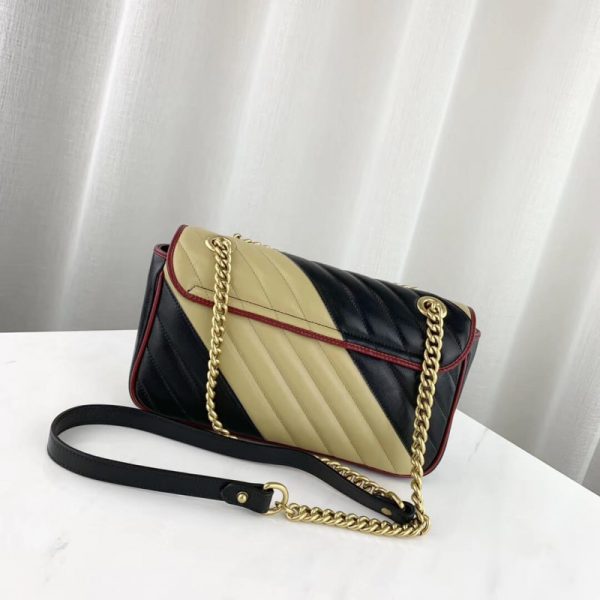 Replica Gucci GG Marmont Small Shoulder Bag Beige/Black - Image 3